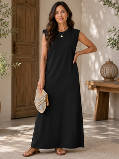 Everyday Elegance Loose-Fit Pockets Maxi Dress