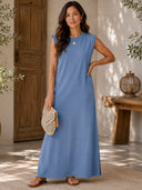 Everyday Elegance Loose-Fit Pockets Maxi Dress