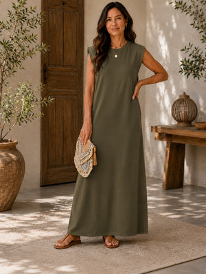 Everyday Elegance Loose-Fit Pockets Maxi Dress