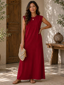 Everyday Elegance Loose-Fit Pockets Maxi Dress