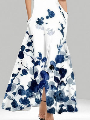Eye-Catching Print V-Neck Maxi Dress