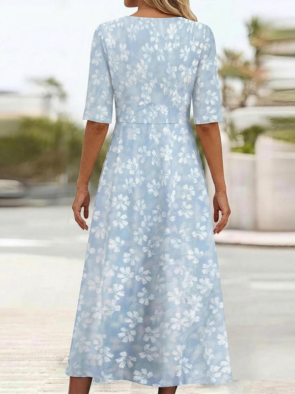 Eye-catching Floral Side Pocket Midi Dress