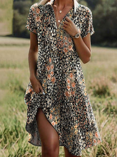 Eye-catching Floral V-Neck Midi Dress