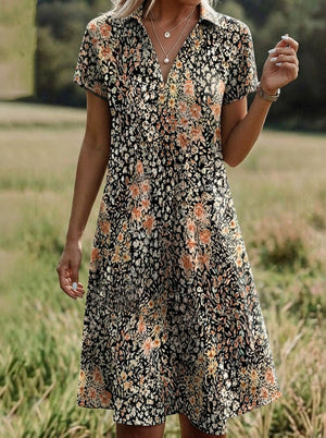 Eye-catching Floral V-Neck Midi Dress