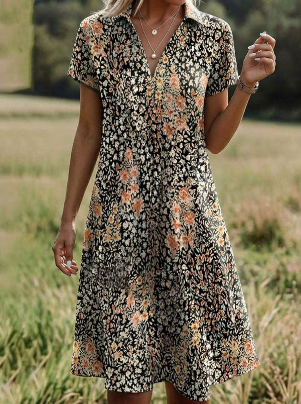 Eye-catching Floral V-Neck Midi Dress
