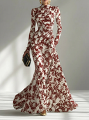 Fashion Print Flowing Long Sleeve Maxi Dress