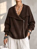 Fashionable Collar Two-Way Zip Knit Sweater