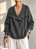 Fashionable Collar Two-Way Zip Knit Sweater
