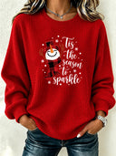 Festive Waffle Texture Christmas Graphic Sweatshirt