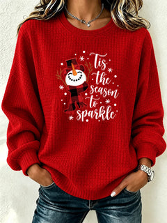 Festive Waffle Texture Christmas Graphic Sweatshirt