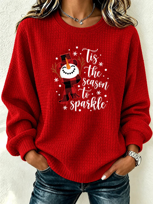 Festive Waffle Texture Christmas Graphic Sweatshirt