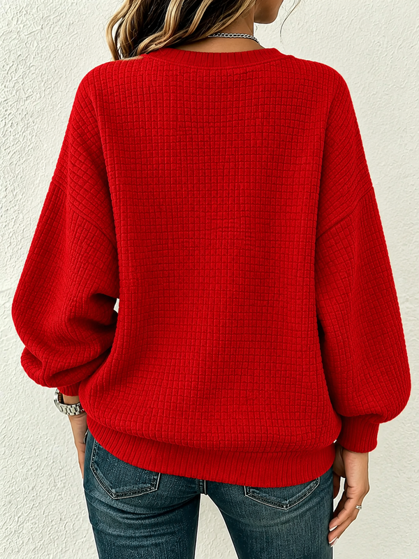Festive Waffle Texture Christmas Graphic Sweatshirt