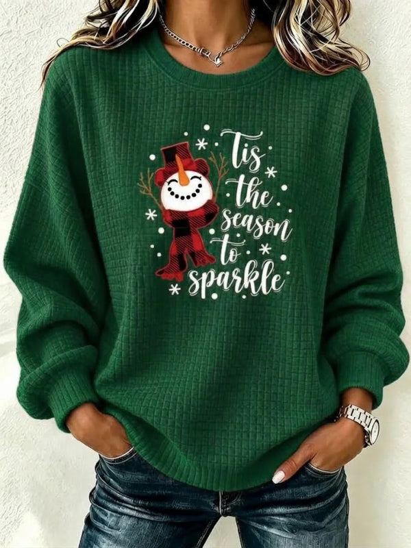 Festive Waffle Texture Christmas Graphic Sweatshirt