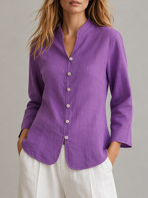 Flattering Waist-Defined Cotton-Linen Top