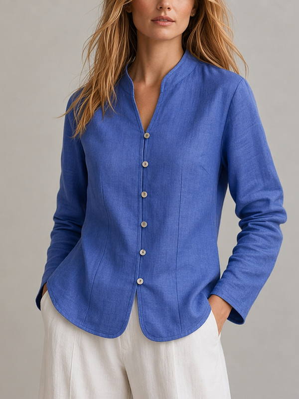 Flattering Waist-Defined Cotton-Linen Top