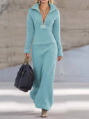 Fleece-Lined Long-Sleeve Dress