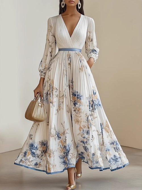 Floral Long-Sleeve Resort Maxi Dress