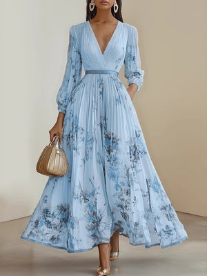 Floral Long-Sleeve Resort Maxi Dress