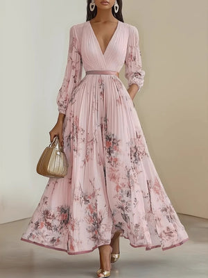 Floral Long-Sleeve Resort Maxi Dress