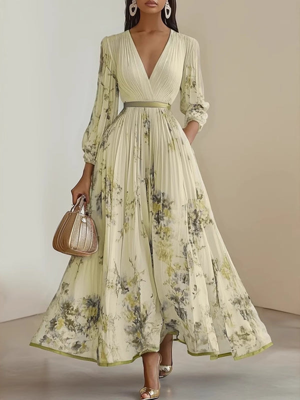 Floral Long-Sleeve Resort Maxi Dress