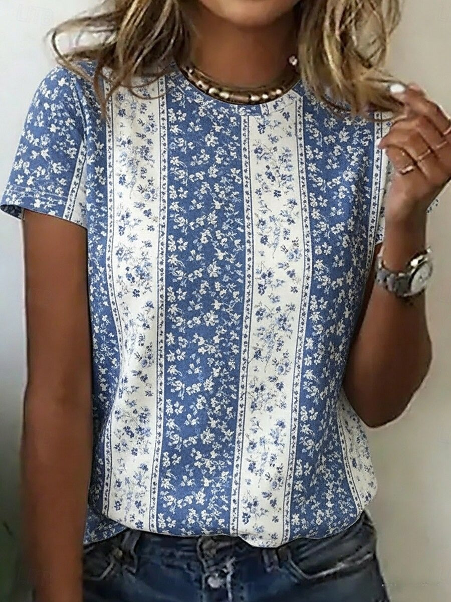 Floral Print Crew Neck Top