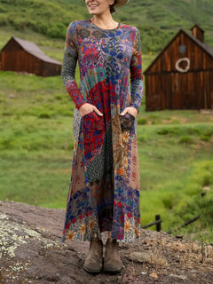 Robe longue à imprimé floral