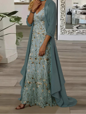 Flowing Resort Maxi Dress & Chiffon Cover-Up Set