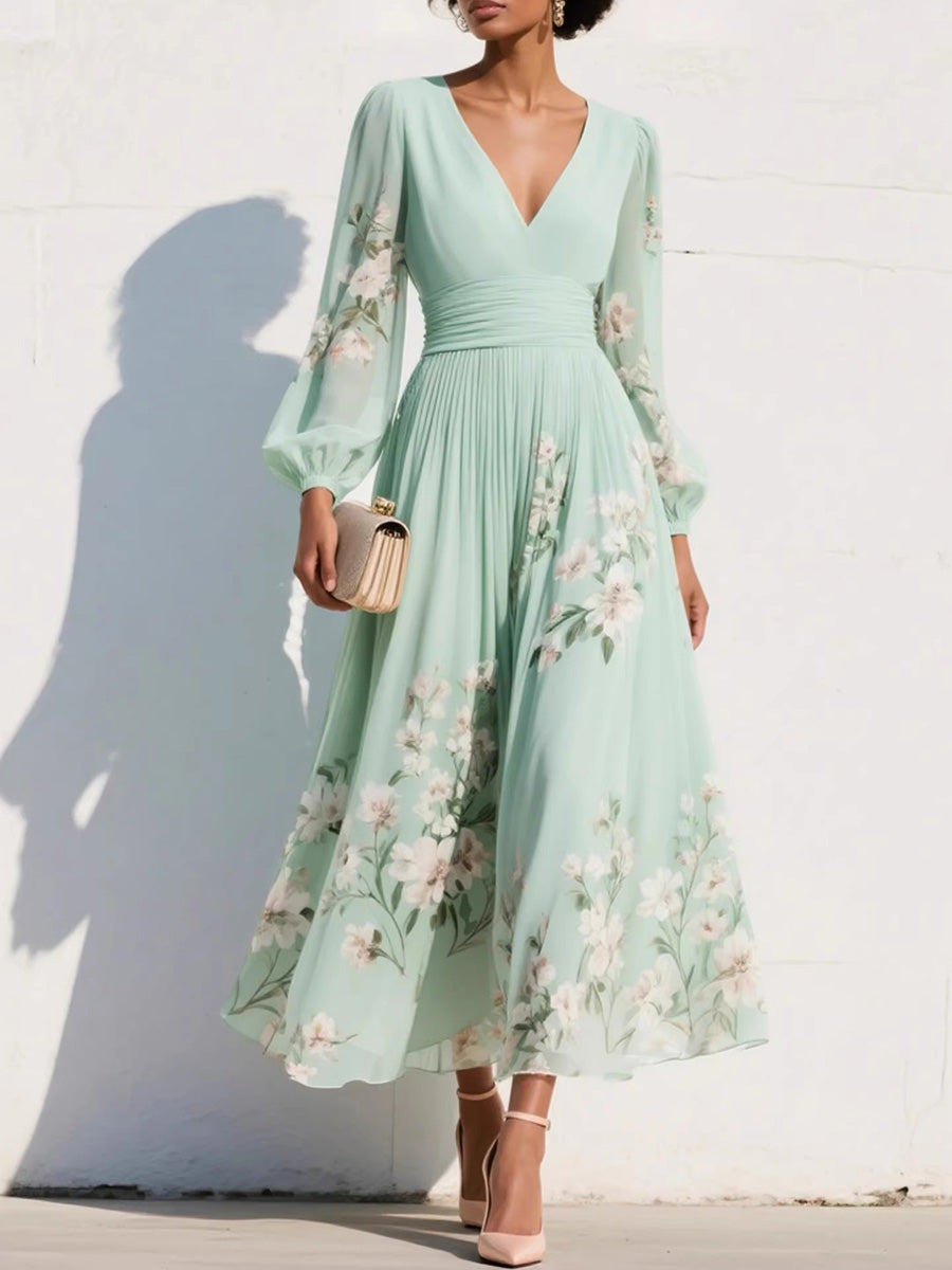 Flowy Floral Long Sleeve Maxi Dress