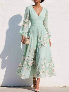 Flowy Floral Long Sleeve Maxi Dress