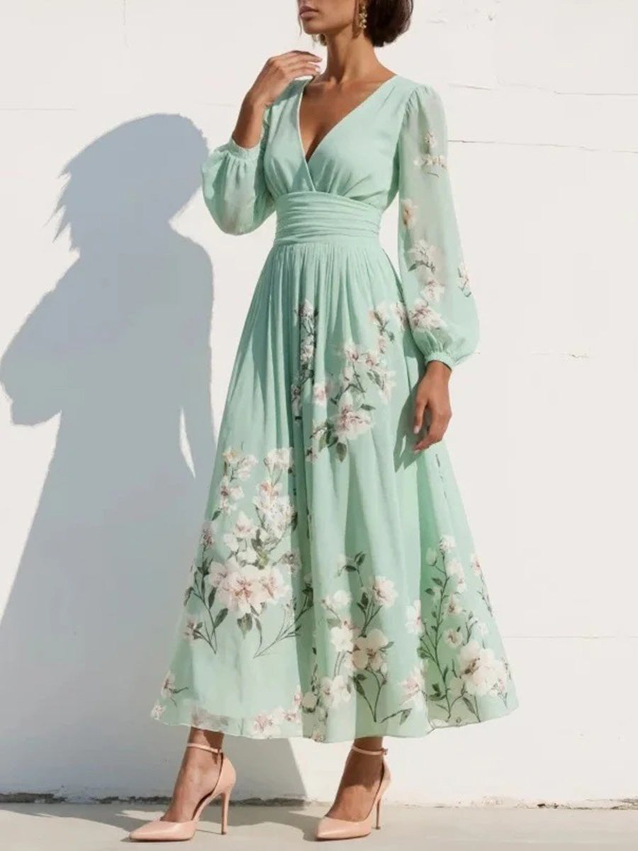 Flowy Floral Long Sleeve Maxi Dress