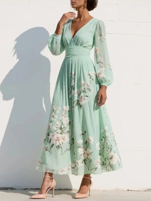 Flowy Floral Long Sleeve Maxi Dress