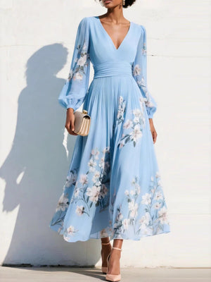 Flowy Floral Long Sleeve Maxi Dress