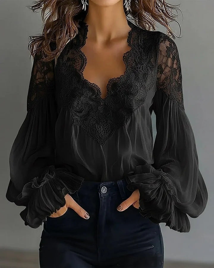 French-Inspired Lace Detail Top
