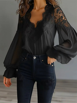 French-Inspired Lace Detail Top