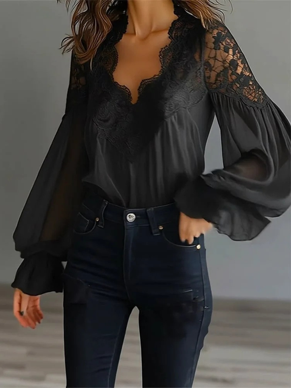 French-Inspired Lace Detail Top