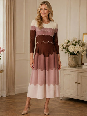 Elegant Pearl Embellished Pleated Maxi Bounce Dress