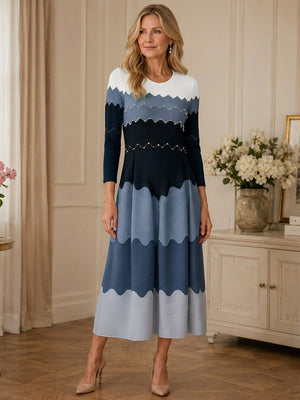 Elegant Pearl Embellished Pleated Maxi Bounce Dress