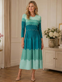 Elegant Pearl Embellished Pleated Maxi Bounce Dress