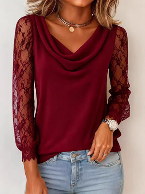 Lace Trim three-quarter Sleeve Elegant Top