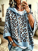 Leopard Print Hooded Knit Sweater