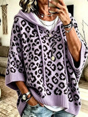 Leopard Print Hooded Knit Sweater