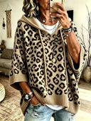 Leopard Print Hooded Knit Sweater