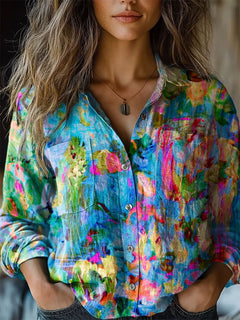 Chemise à col imprimé à manches longues
