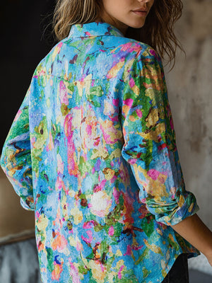 Long-Sleeve Printed Collar Shirt