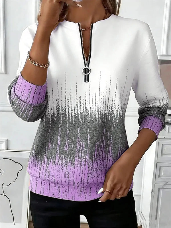 Loose Gradient Pattern Simple Sweatshirt