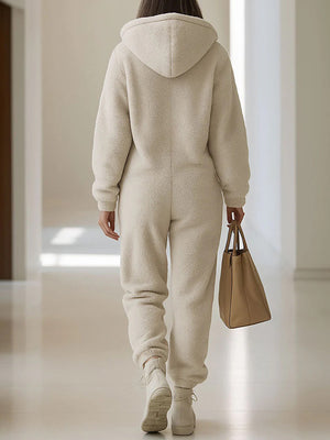 Loose Straight-Leg Fleece Jumpsuit
