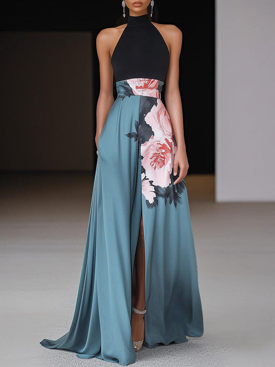 Luxe Patchwork Floral Evening Dress