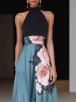 Luxe Patchwork Floral Evening Dress
