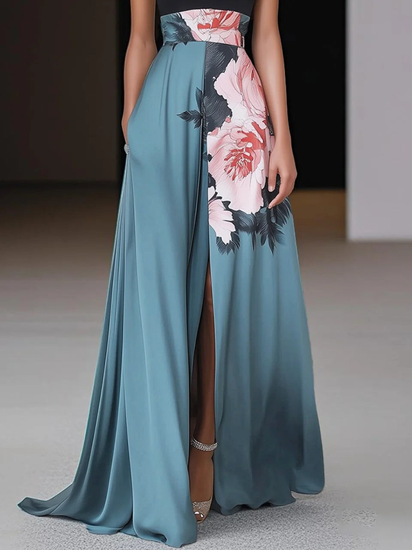 Luxe Patchwork Floral Evening Dress