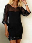 Mesh Sequin Slim-Fit Mini Dress